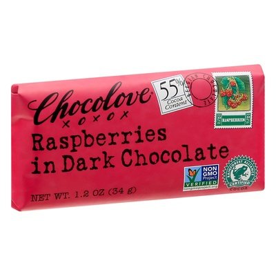Chocolove Dark Chocolate Raspberries 55% Cocoa 12/1.2 OZ [UNFI-CARLISLE #664003] [ebt]