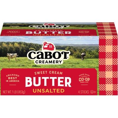 Cabot Creamery Butter Sweet Cream Unsalted 18/16 OZ [UNFI #0943308] [ebt]