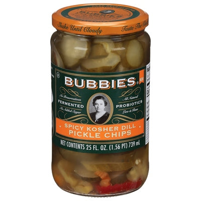 Bubbies Pickle Chips Spicy Kosher Dill 6/25 OZ [UNFI #03115987] [ebt]