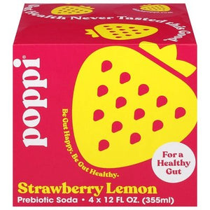 Poppi Prebiotic Soda Strawberry Lemon 6/4/12 OZ [UNFI #2941151] [ebt]
