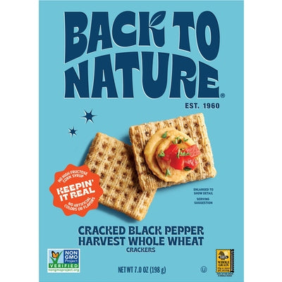 Back To Nature Crackers Cracked Black Pepper Harvest Whole Wheat 12/7 OZ [UNFI #03138252] [ebt]