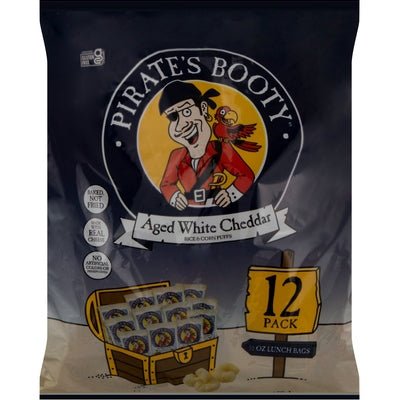 Pirates Booty Rice & Corn Puffs Aged White Cheddar 12 Pack 12/12/.5 OZ [UNFI #02902526] [ebt]