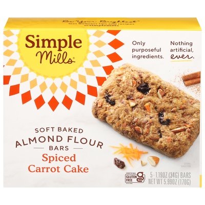 Simple Mills Bars Almond Flour Spiced Carrot Cake Soft Baked 6/5.99 OZ [UNFI #2456952] [ebt]