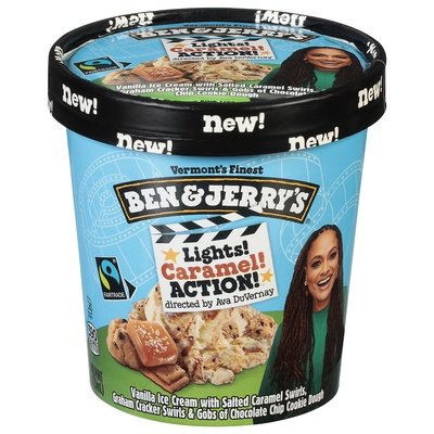 Ben & Jerrys Ice Cream Lights Caramel Action 8/1 PINT [UNFI #2919256] [ebt]
