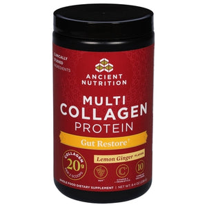 Ancient Nutrition Multi Collagen Protein Lemon Ginger Flavor Gut Restore 8.4 OZ [UNFI-CARLISLE #2738714]