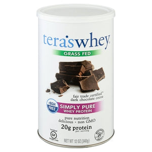 Simply Teras Whey Protein Dark Chocolate Cocoa Simply Pure Grass Fed 12 OZ [UNFI-CARLISLE #336610]
