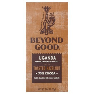 Beyond Good Chocolate Single Origin Toasted Hazelnut 73% Cocoa 12/2.64 OZ [UNFI-CARLISLE #2832632] [ebt]