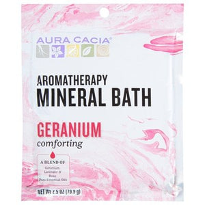 Aura Cacia Mineral Bath Aromatherapy Geranium Comforting 6/2.5 OZ [UNFI-CARLISLE #682476]