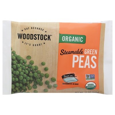 Woodstock Green Peas Organic Steamable 12/12 OZ [UNFI #1015395] [ebt]