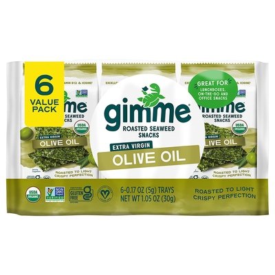 Gimme Seaweed Snacks Organic Roasted Extra Virgin Olive Oil Value Pack 8/6/.17 OZ [UNFI #2171262] [ebt]