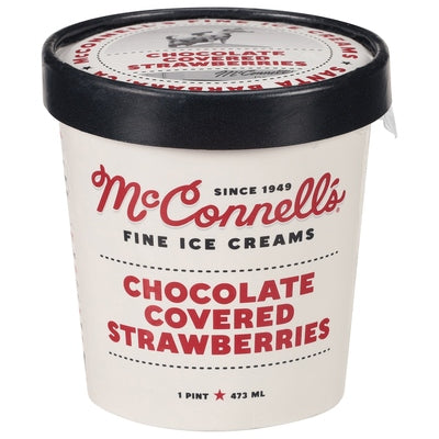 Mcconnells Ice Cream Chocolate Covered Strawberries 8/1 PINT [UNFI #01298033] [ebt]