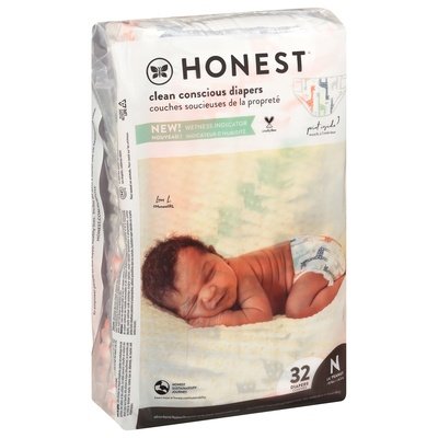 The Honest Company Diapers Multicolored Giraffes Lil Peanut Newborn (Less Than 10 Lbs) 1/32 CT [UNFI-CARLISLE #3054301]