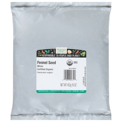 Frontier Nat Prod Co-Op Fennel Seed Organic Whole 1LB [UNFI-CARLISLE #448548] [ebt]