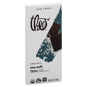 Theo Chocolate Dark Chocolate Organic Sea Salt 70% 12/3 OZ [UNFI #1564822] [ebt]