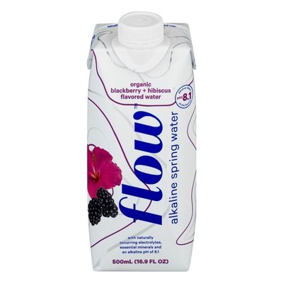 Flow Water Spring Water Alkaline Organic Blackberry + Hibiscus 12/500 ML [UNFI #2408599] [ebt]