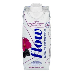 Flow Water Spring Water Alkaline Organic Blackberry + Hibiscus 12/500 ML [UNFI #2408599] [ebt]