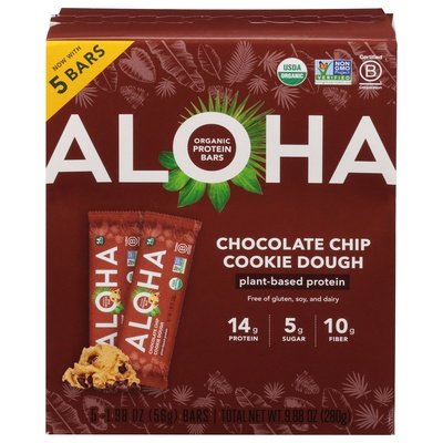 Aloha Protein Bars Organic Chocolate Chip Cookie Dough 6/5 PK [UNFI #2958098] [ebt]