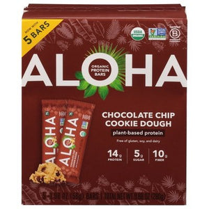 Aloha Protein Bars Organic Chocolate Chip Cookie Dough 6/5 PK [UNFI #2958098] [ebt]