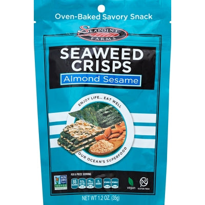 Seapoint Farms Seaweed Crisps Almond Sesame 12/1.2 OZ [UNFI #01843119] [ebt]