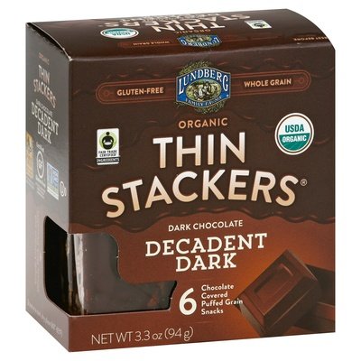 Lundberg Family Farms Thin Stackers Organic Dark Chocolate Decadent Dark 6/3.3 OZ [UNFI #2378735] [ebt]