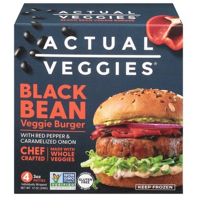 Actual Veggies Veggie Burger Black Bean 6/4/3 OZ [UNFI #2978302] [ebt]