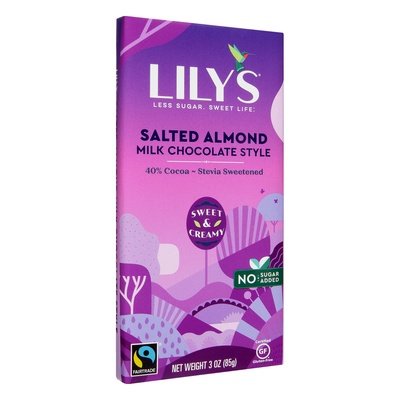 Lilys Salted Almond Milk Chocolate Style 40% Cocoa 12/3 OZ [UNFI-CARLISLE #1279009] [ebt]