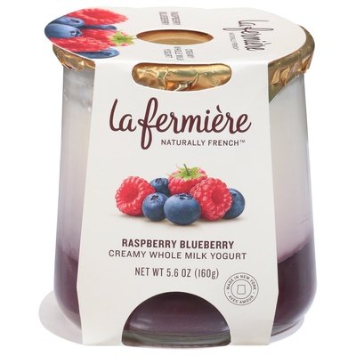 La Fermiere Yogurt Creamy Whole Milk Raspberry Blueberry 6/5.6 OZ [UNFI #2327914] [ebt]