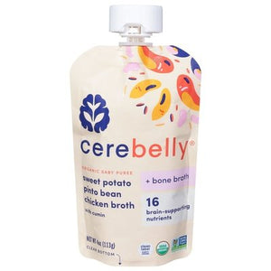 Cerebelly Baby Puree Sweet Potato Pinto Bean Chicken Broth Organic 6/4 OZ [UNFI-CARLISLE #2786663] [ebt]