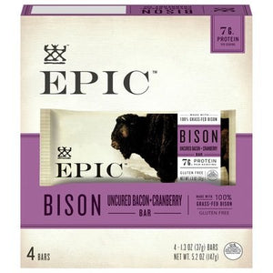 Epic Bison Bar Uncured Bacon + Cranberry 8/5.2 OZ [UNFI #2721124] [ebt]