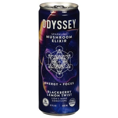 Odyssey Mushroom Elixir Sparkling Energy + Focus Blackberry Lemon Twist 12/12 OZ [UNFI #2849396] [ebt]