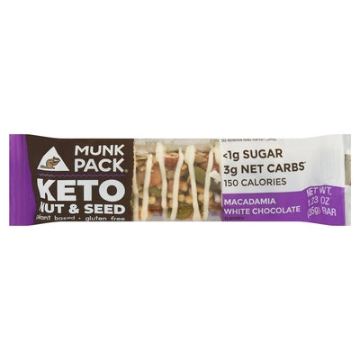 Munk Pack Keto Nut & Seed Bar Macadamia White Chocolate Flavored 12/1.23 OZ [UNFI-CARLISLE #2709111] [ebt]