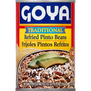 Goya Pinto Beans Refried Traditional 12/16 OZ [UNFI #03050648] [ebt]
