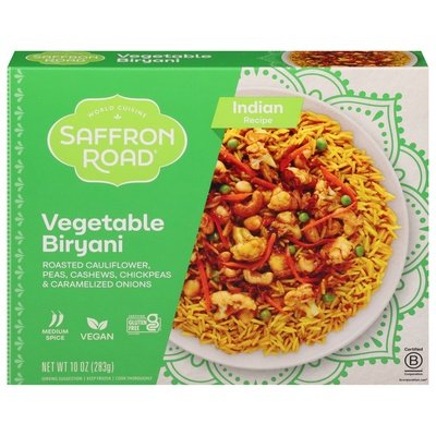 Saffron Road Biryani Vegetable Indian Recipe Medium Spice 8/10 OZ [UNFI #2439495] [ebt]