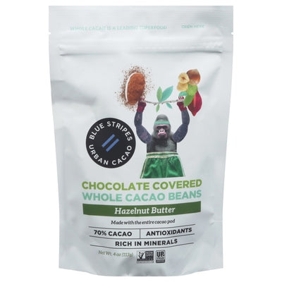 Blue Stripes Whole Cacao Beans Hazelnut Butter Chocolate Covered 6/3.5 OZ [UNFI #3143021] [ebt]
