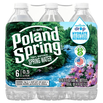 Poland Spring Spring Water 100% Natural 4/6/16.9OZ [UNFI #0619007] [ebt]