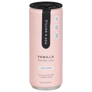 Pop & Bottle Oat Milk Latte Vanilla +Collagen 12/8 OZ [UNFI #2642676] [ebt]