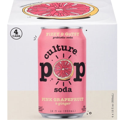 Culture Pop Soda Probiotic Soda Pink Grapefruit & Ginger 6/4/12 OZ [UNFI #2706737] [ebt]