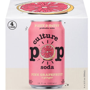 Culture Pop Soda Probiotic Soda Pink Grapefruit & Ginger 6/4/12 OZ [UNFI #2706737] [ebt]