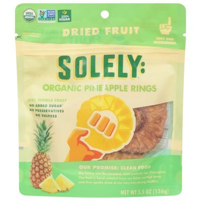 Solely Dried Fruit Organic Pineapple Rings 6/5.5 OZ [UNFI #2408045] [ebt]