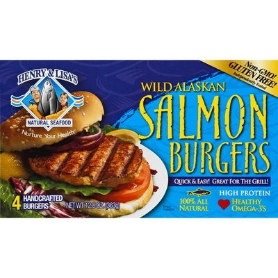Henry & Lisas Salmon Burgers Wild Alaskan 6/12.8 OZ [UNFI #673996] [ebt]