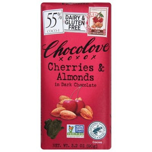 Chocolove Cherries & Almonds In Dark Chocolate 55% Cocoa 12/3.2 OZ [UNFI-CARLISLE #901439] [ebt]