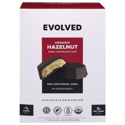 Evolved Dark Chocolate Cups Organic Hazelnut 6/4.93 OZ [UNFI #2521664] [ebt]