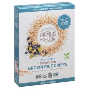 One Degree Organic Foods Cereal Gluten Free Brown Rice Crisps Sprouted 6/8 OZ [UNFI #1273267] [ebt]