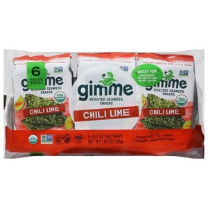 Gimme Seaweed Snacks Roasted Chili Lime 6 Value Pack 8/6/.17 OZ [UNFI #2870343] [ebt]