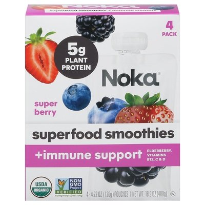 Noka Superfood Smoothie +Immune Support Super Berry 4 Pack 6/4 PACK [UNFI #2914257] [ebt]
