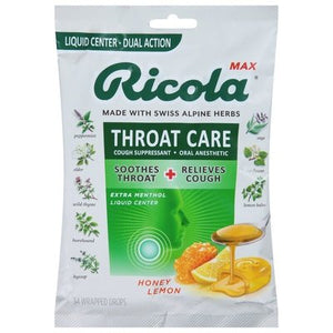 Ricola Throat Care Honey Lemon Wrapped Drops 6/34 CT [UNFI-CARLISLE #2870558] [ebt]