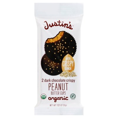Justins Peanut Butter Cups Organic Dark Chocolate Crispy 12/1.32 OZ [UNFI-CARLISLE #2509529] [ebt]