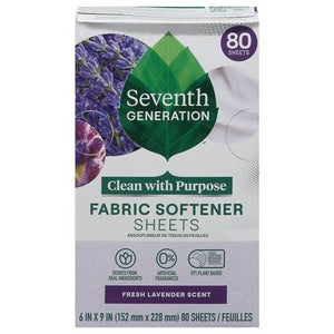 Seventh Generation Fabric Softener Sheets Fresh Lavender Scent 4/80 CT [UNFI #2747186]