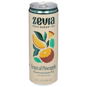 Zevia Green Tea Organic Sweetened Tropical Pineapple 12/12 OZ [UNFI #2914414] [ebt]