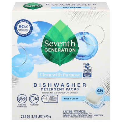 Seventh Generation Dishwasher Detergent Packs Free & Clear 5/45 CT [UNFI #2926285]
